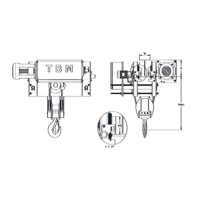 SHA7 লো-হেডরুম ওয়্যার রোপ হোইস্ট