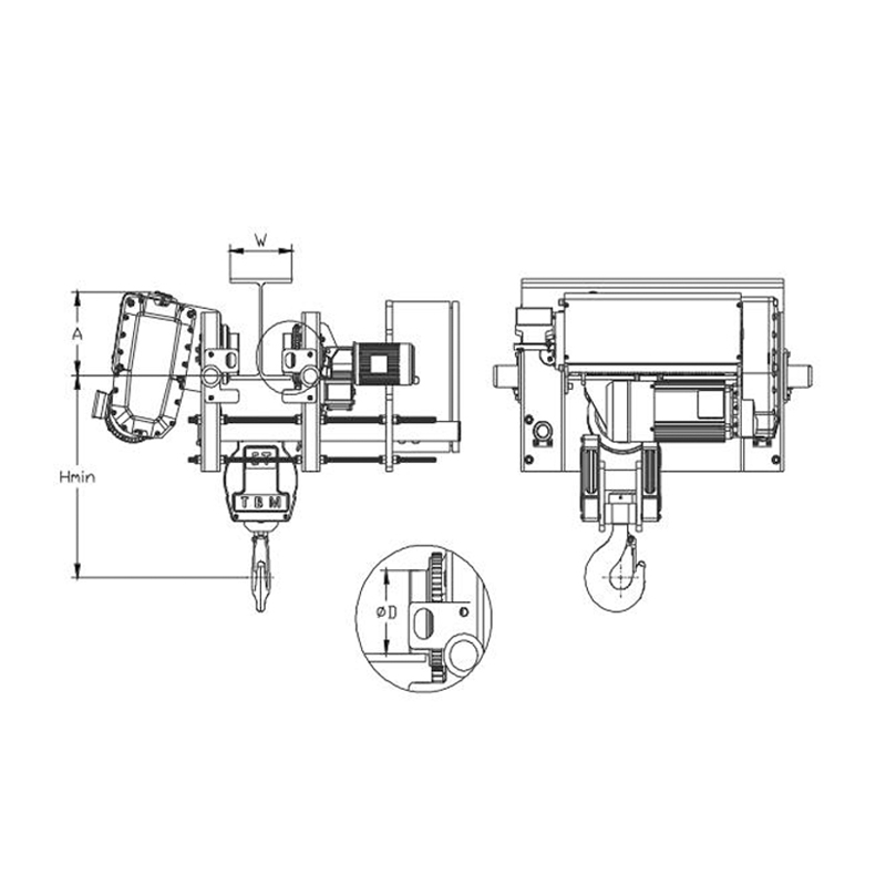 SHA8 লো-হেডরুম বৈদ্যুতিক তারের দড়ি উত্তোলন